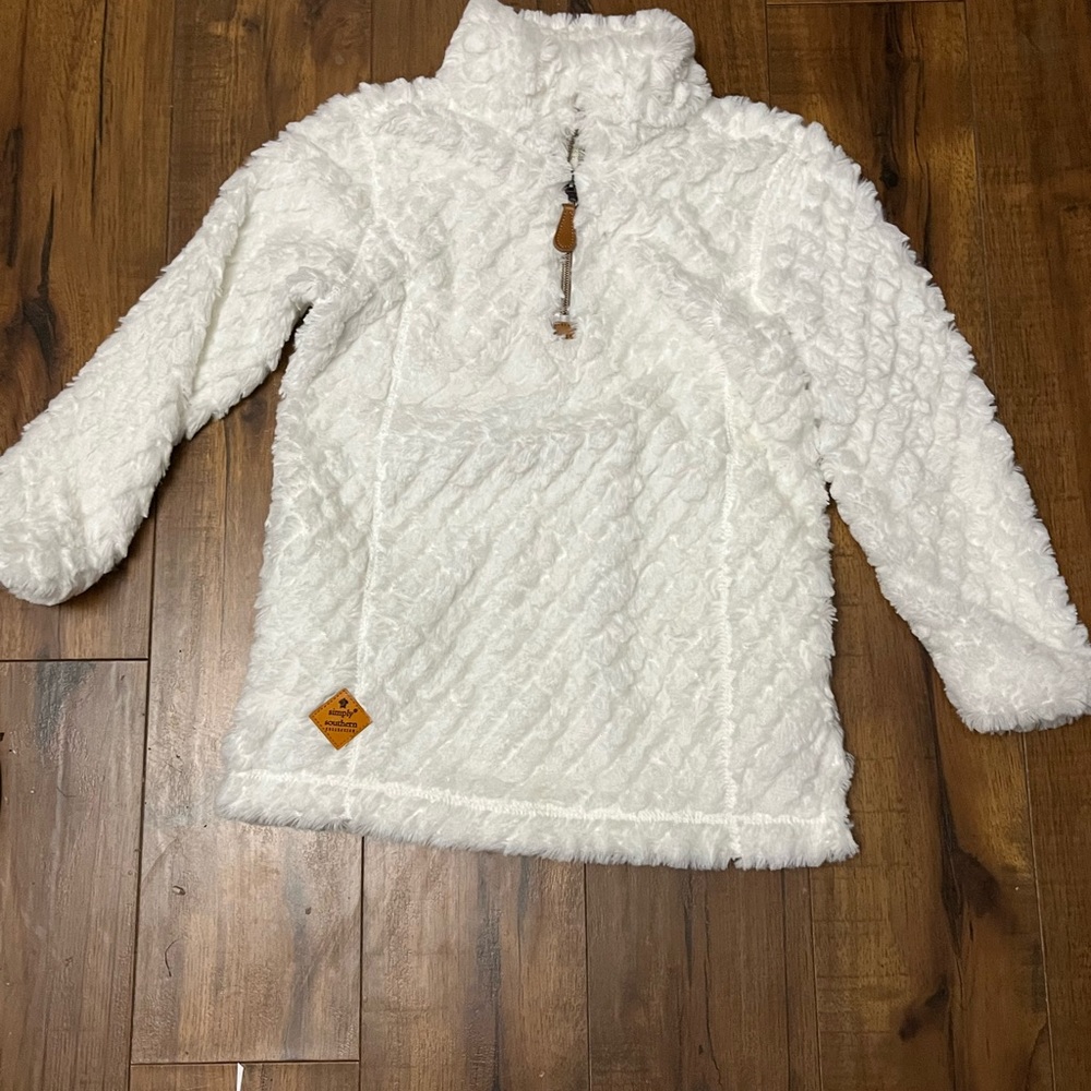 white furry simply southern pullover!!